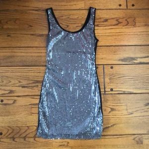 Silver Sequin Mini Dress
